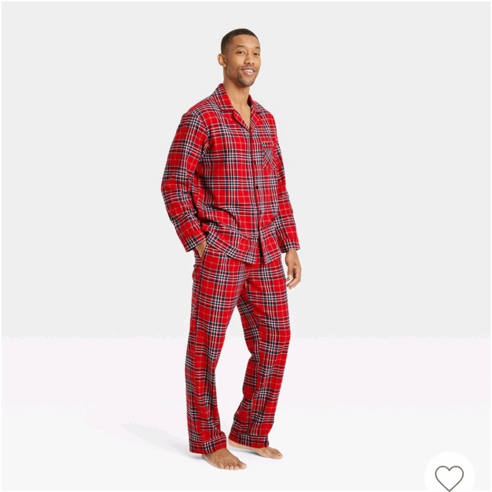 Men's Plaid Flannel Holiday Matching Family Pajama Set - Wondershop™ Red - XXL